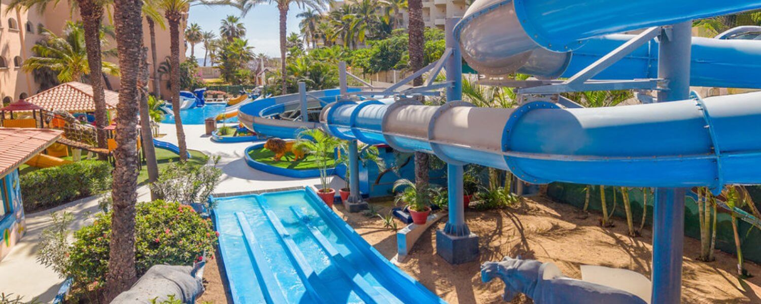 Water slides at the Kids Club mini water park